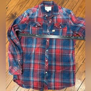 G-Star Raw Red and Blue Plaid western flannel Pearl snap shirt